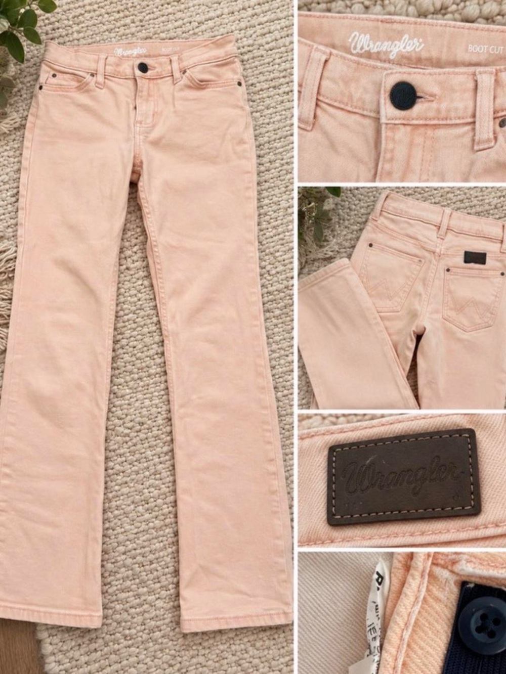 Girls Coral Pink Wrangler Bootcut Jeans size 10